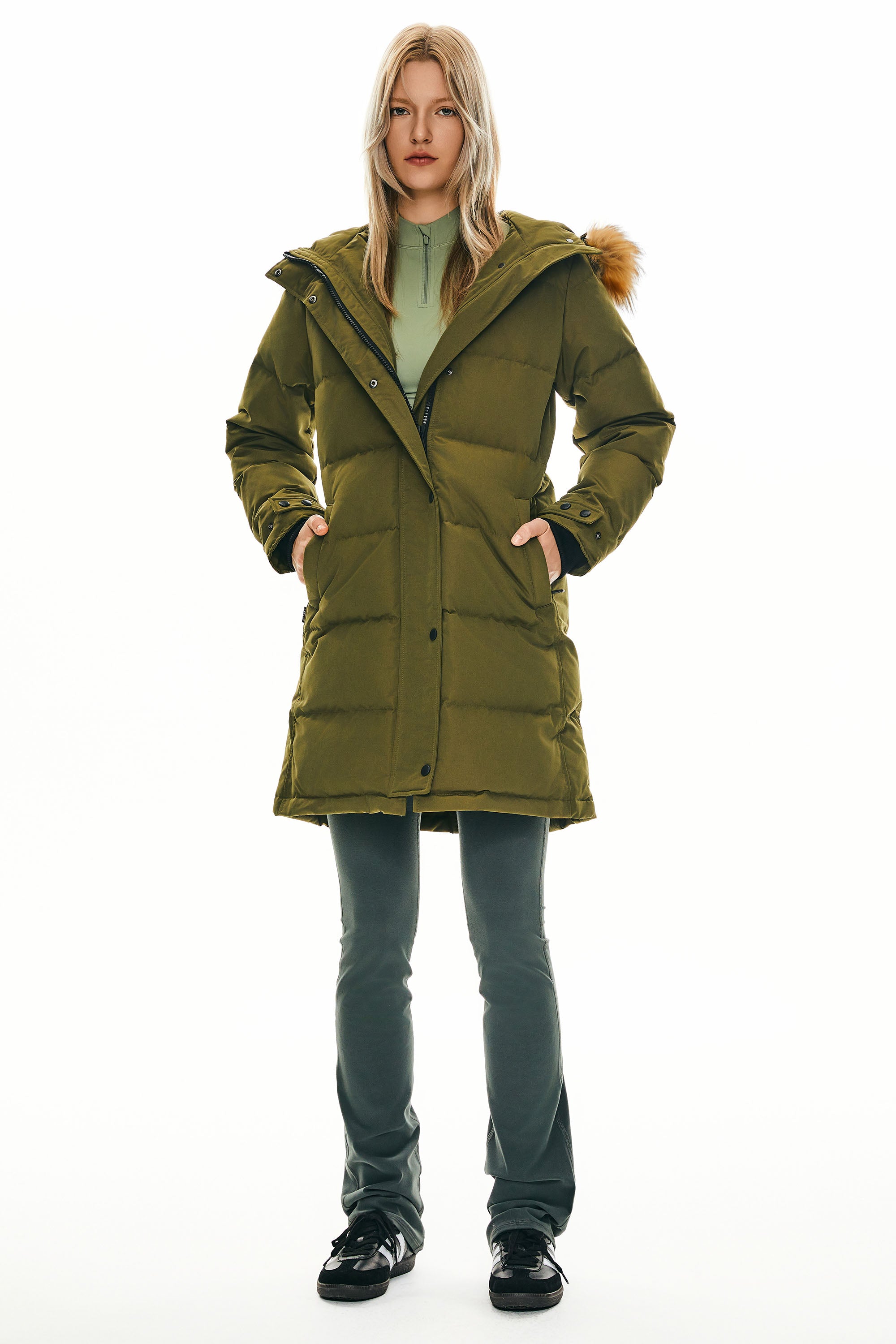 Orolay-Drawstring Hooded Thickened Puffer Down Coat-#color_Fir Green