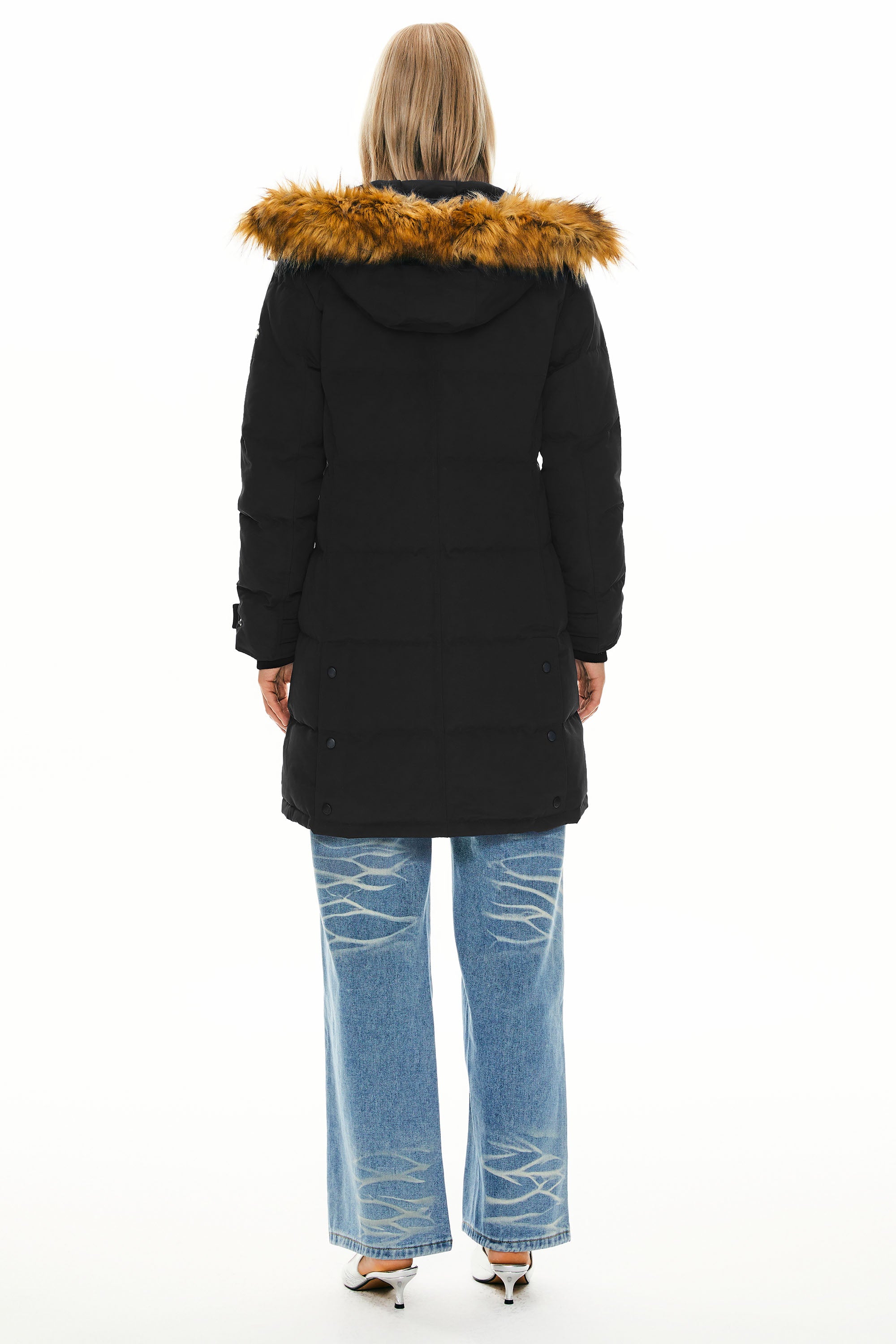 Orolay-Drawstring Hooded Thickened Puffer Down Coat-#color_Black