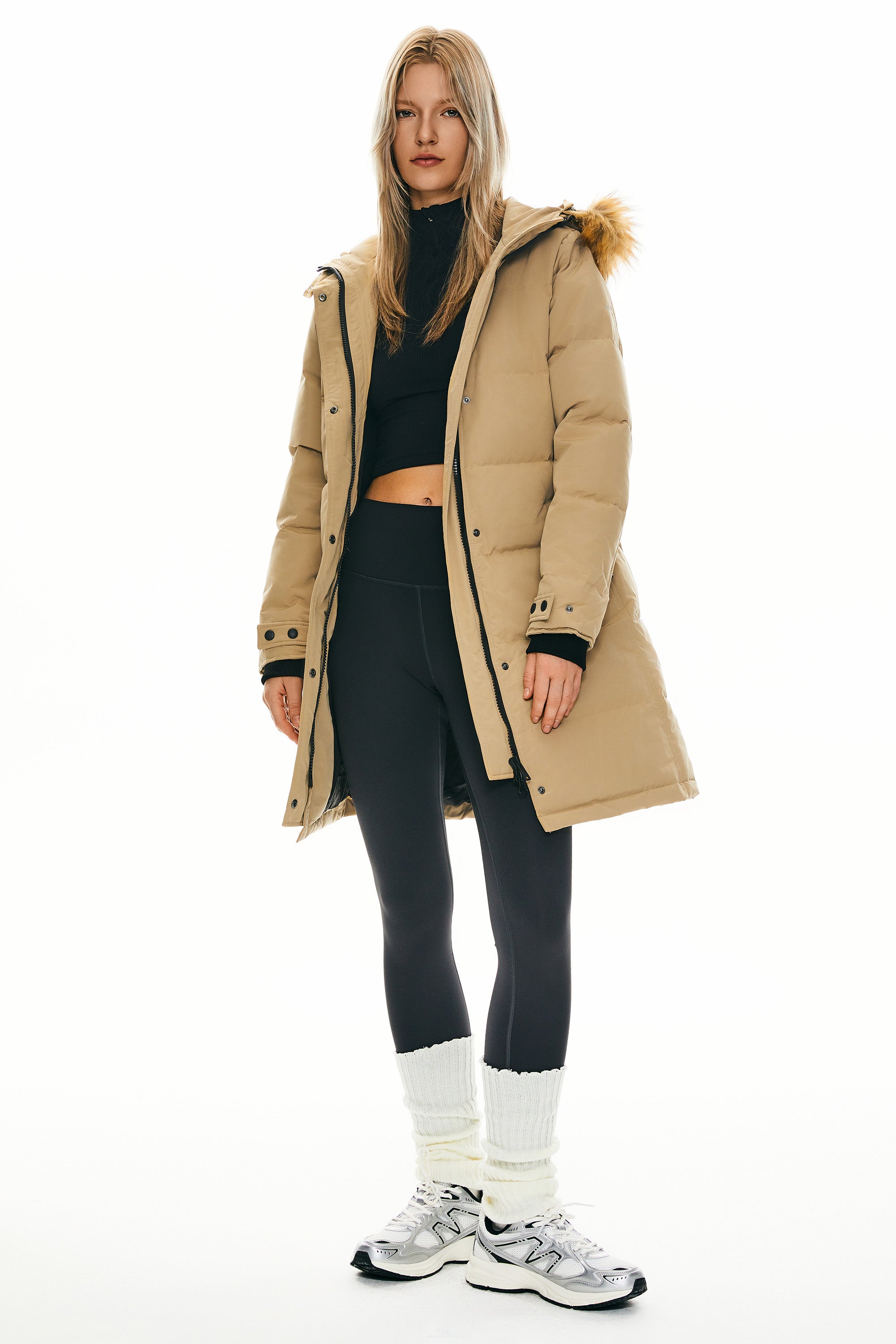 Orolay-Drawstring Hooded Thickened Puffer Down Coat-#color_Sand