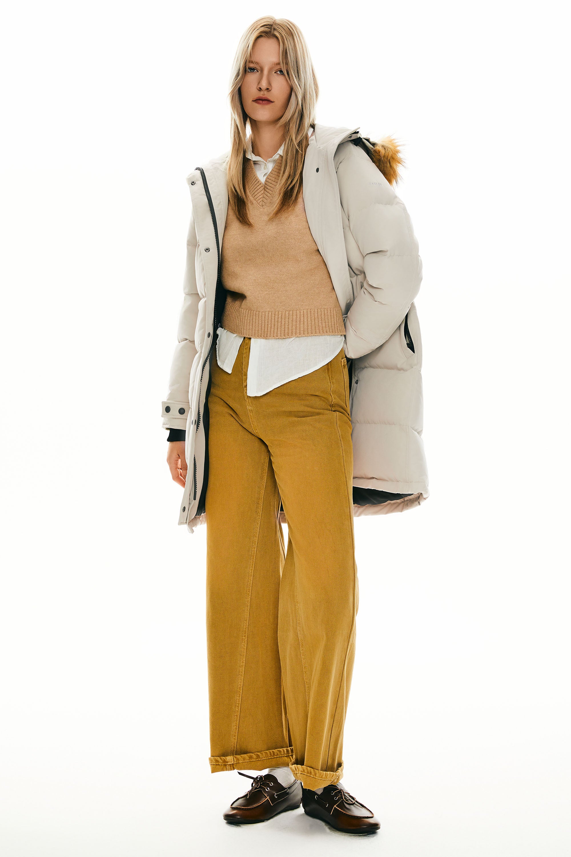 Orolay-Drawstring Hooded Thickened Puffer Down Coat-#color_Tofu