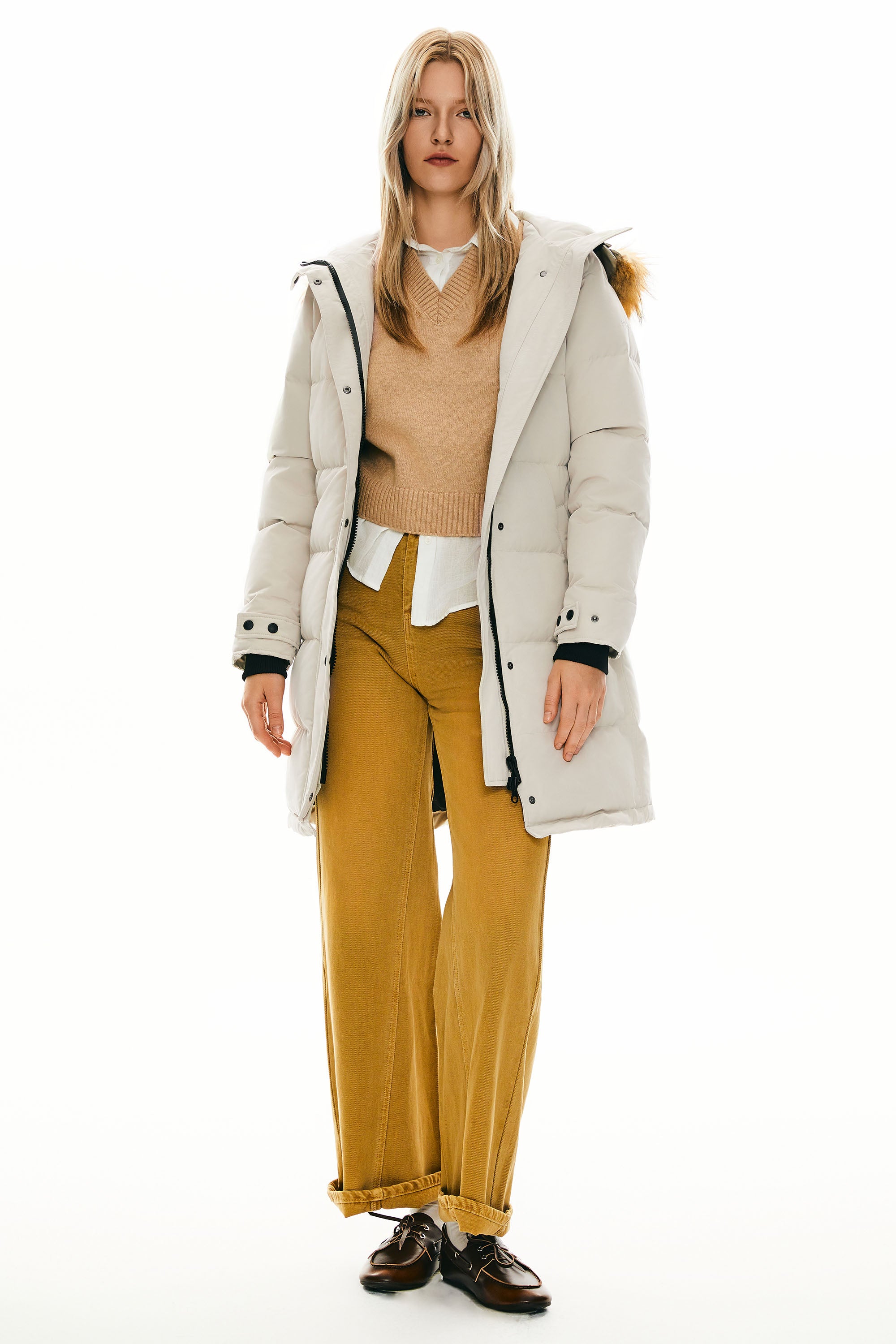 Orolay-Drawstring Hooded Thickened Puffer Down Coat-#color_Tofu