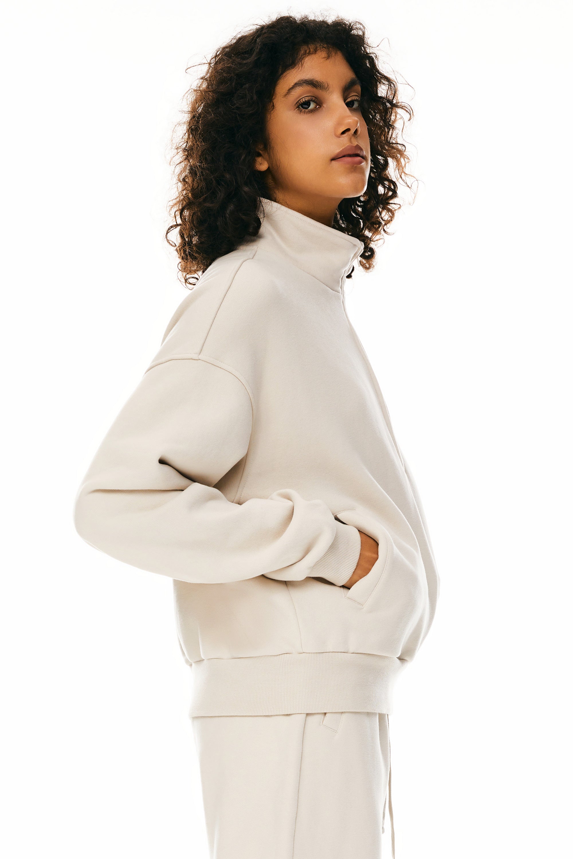 Oversized Half Zip Sweatshirts - Orolay, #color_Beige