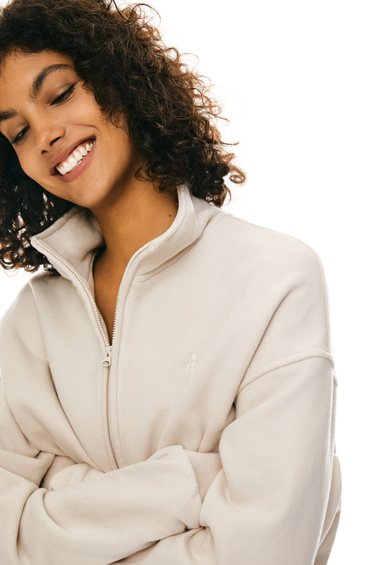 Oversized Half Zip Sweatshirts - Orolay, #color_Beige