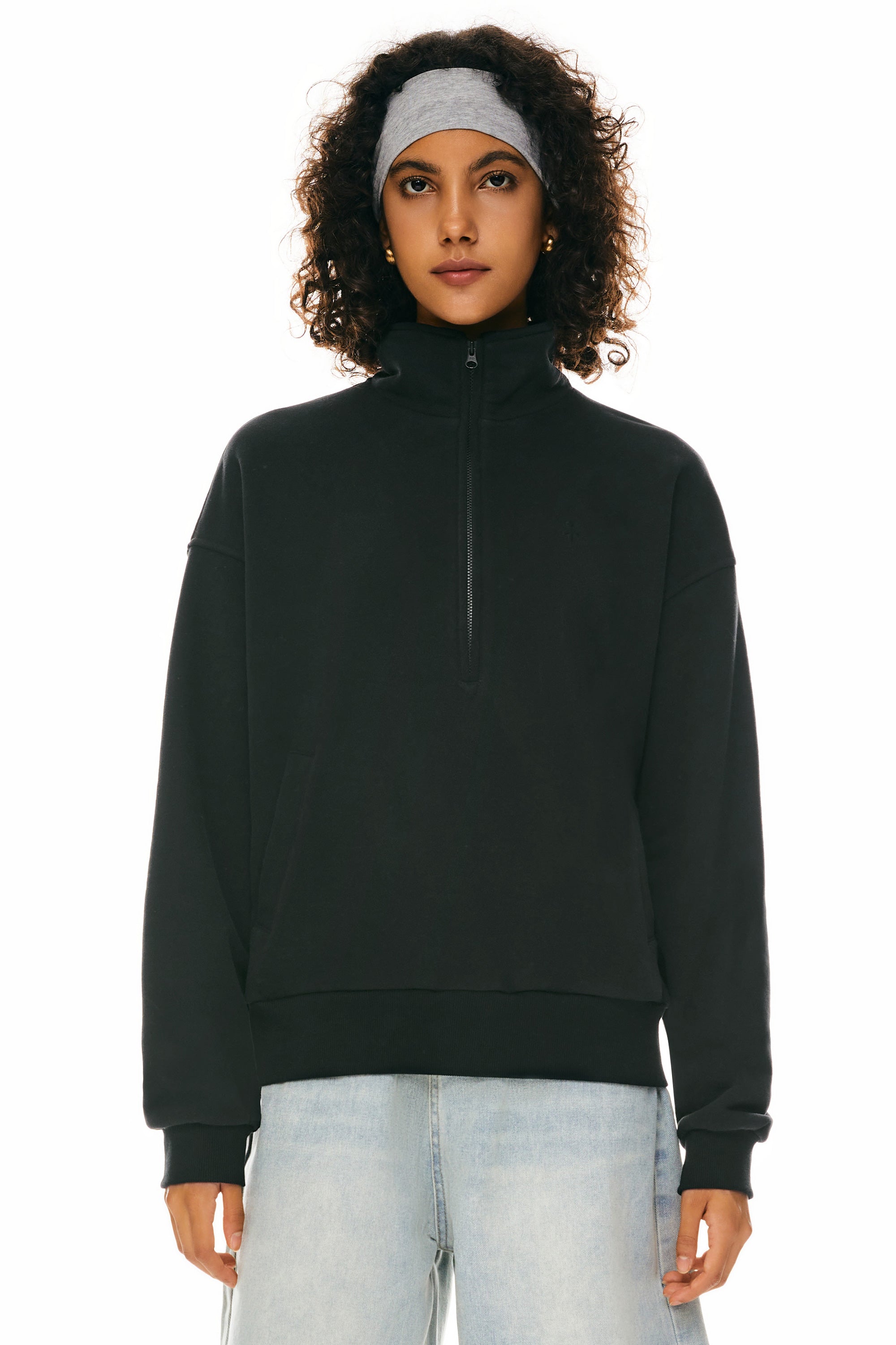 Oversized Half Zip Sweatshirts - Orolay, #color_Black