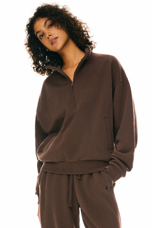 Oversized Half Zip Sweatshirts - Orolay, #color_Emperador