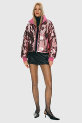 Orolay-Puff-O O-Lab Disco Sequin Jacket-#color_Pink crystal