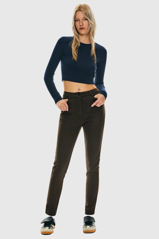 Skinny Jeans Stretchy Casual Pants #color_brown