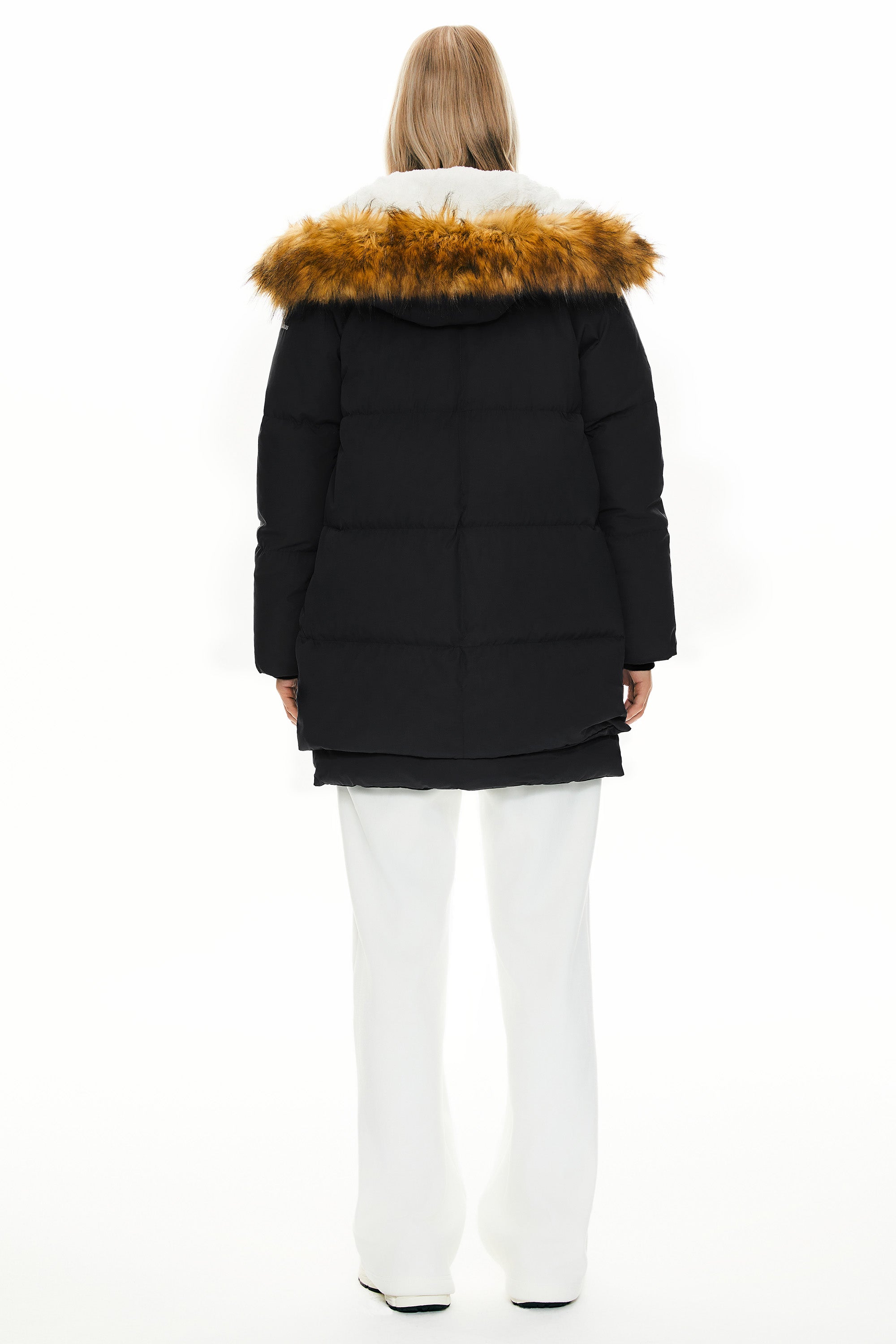 Orolay 092 Classics Thickened Down Jacket with Faux Fur Hood women #color_Black