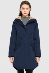 Drawstring Waist Fleece - Lined Parka - Orolay, #color_Beacon Blue