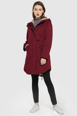 Drawstring Waist Fleece - Lined Parka - Orolay, #color_Red Dahlia