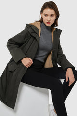 Drawstring Waist Fleece - Lined Parka - Orolay, #color_Tap Shoe