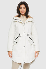 Drawstring Waist Fleece - Lined Parka - Orolay, #color_Beige