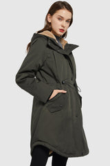 Drawstring Waist Fleece - Lined Parka - Orolay, #color_Tap Shoe