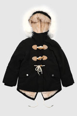 Fleece Lined Winter Coat with Hood - Orolay, #color_Black