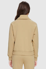 Half - Zip Cropped Sweatshirt - Orolay, #color_Khaki