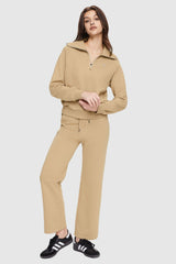 Half - Zip Cropped Sweatshirt - Orolay, #color_Khaki