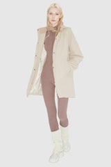 Hooded Drawstring Windbreaker - Orolay, #color_Beige