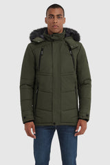 Hooded Mountain Parka with Faux Fur - Orolay, #color_Chive