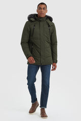 Hooded Mountain Parka with Faux Fur - Orolay, #color_Chive