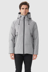 Insulated Warm Hooded Puffer Down Jacket - Orolay, #color_Quiet Gray