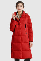 Knee Length Thickened Down Jacket - Orolay, #color_Racing Red