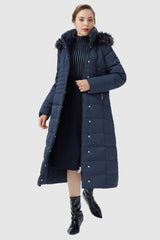 Long Puffer Coat with Hood Fur - Orolay, #color_Blueprint