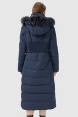 Long Puffer Coat with Hood Fur - Orolay, #color_Blueprint