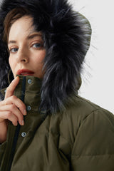 Long Puffer Faux Fur Hood Down Coat - Orolay, #color_Sea Turtle