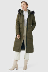 Long Puffer Faux Fur Hood Down Coat - Orolay, #color_Sea Turtle