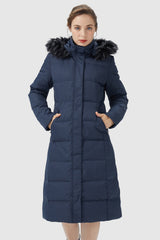 Long Puffer Faux Fur Hood Down Coat - Orolay, #color_Blueprint