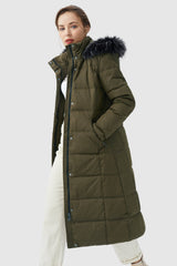 Long Puffer Faux Fur Hood Down Coat - Orolay, #color_Sea Turtle