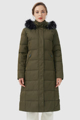 Long Puffer Faux Fur Hood Down Coat - Orolay, #color_Sea Turtle