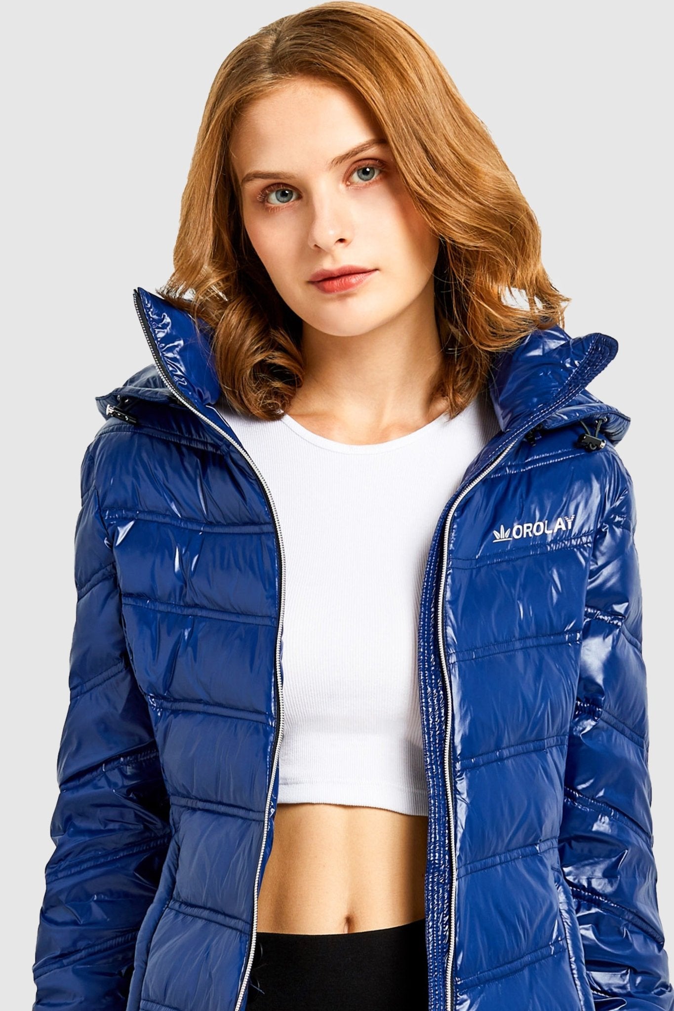 Long Quilted Hooded Puffer Down Jacket - Orolay, #color_Dazzling Blue