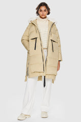 Long Winter Puffer Jacket - Orolay, #color_Frosted Almond