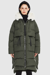 Long Winter Puffer Jacket - Orolay, #color_Chive