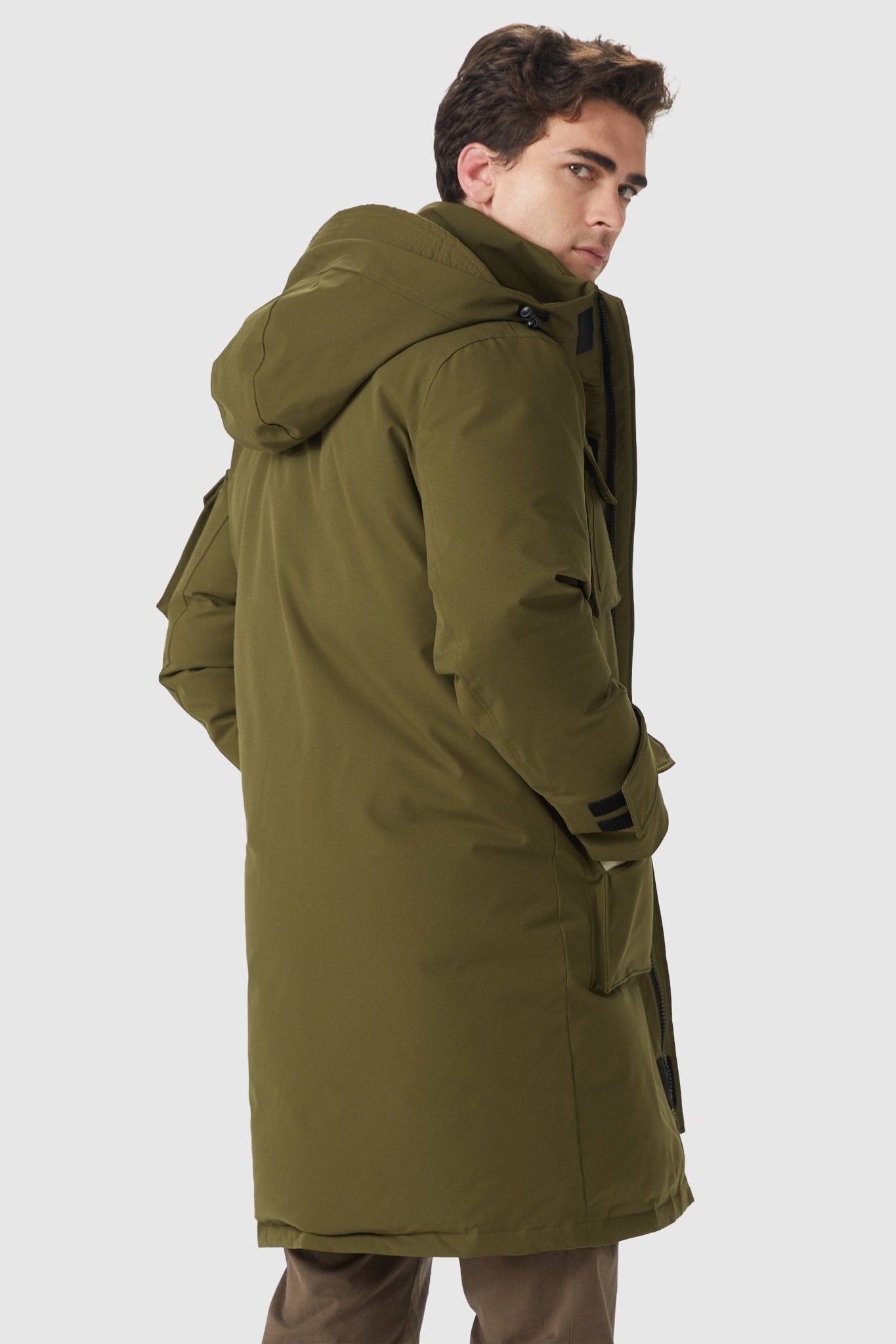 Multi - Pockets Warm Hooded Parka - Orolay, #color_Breen