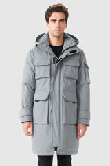 Multi - Pockets Warm Hooded Parka - Orolay, #color_Quiet Gray