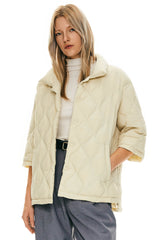 Orolay Puffer Jacket Three-quarter Sleeves Lightweight Oversized #color_beige