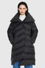 Oversized Collar Puffer Jacket - Orolay, #color_Black