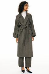 Oversized Long Pea Coat - Orolay, #color_Brown stripes