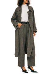 Oversized Long Pea Coat - Orolay, #color_Brown stripes