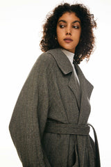 Oversized Long Pea Coat - Orolay, #color_Brown stripes