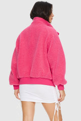 Oversized Snap Button Sherpa Coat - Orolay, #color_Azalea Pink