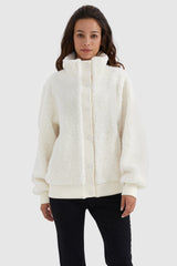 Oversized Snap Button Sherpa Coat - Orolay, #color_Tofu