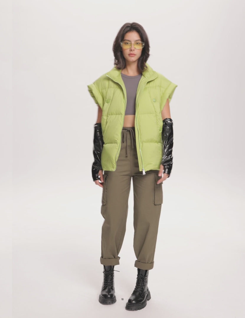 Sleeveless Classic Puffer Vest
 #color_Amethyst Orchid,Sea Turtle,Leaf Green,Black,Summer Melon