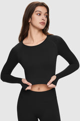 Image 3 of Seamless Crop Athletic Tops from Orolay - #color_Black