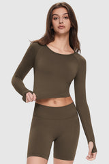 Image 1 of Seamless Crop Athletic Tops from Orolay - #color_Brown