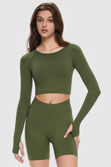 Image 1 of Seamless Crop Athletic Tops from Orolay - #color_Chive