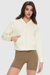 Image 2 of Zip-Up Cropped Hoodie from Orolay - #color_Beige