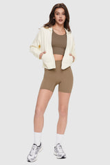 Image 1 of Zip-Up Cropped Hoodie from Orolay - #color_Beige